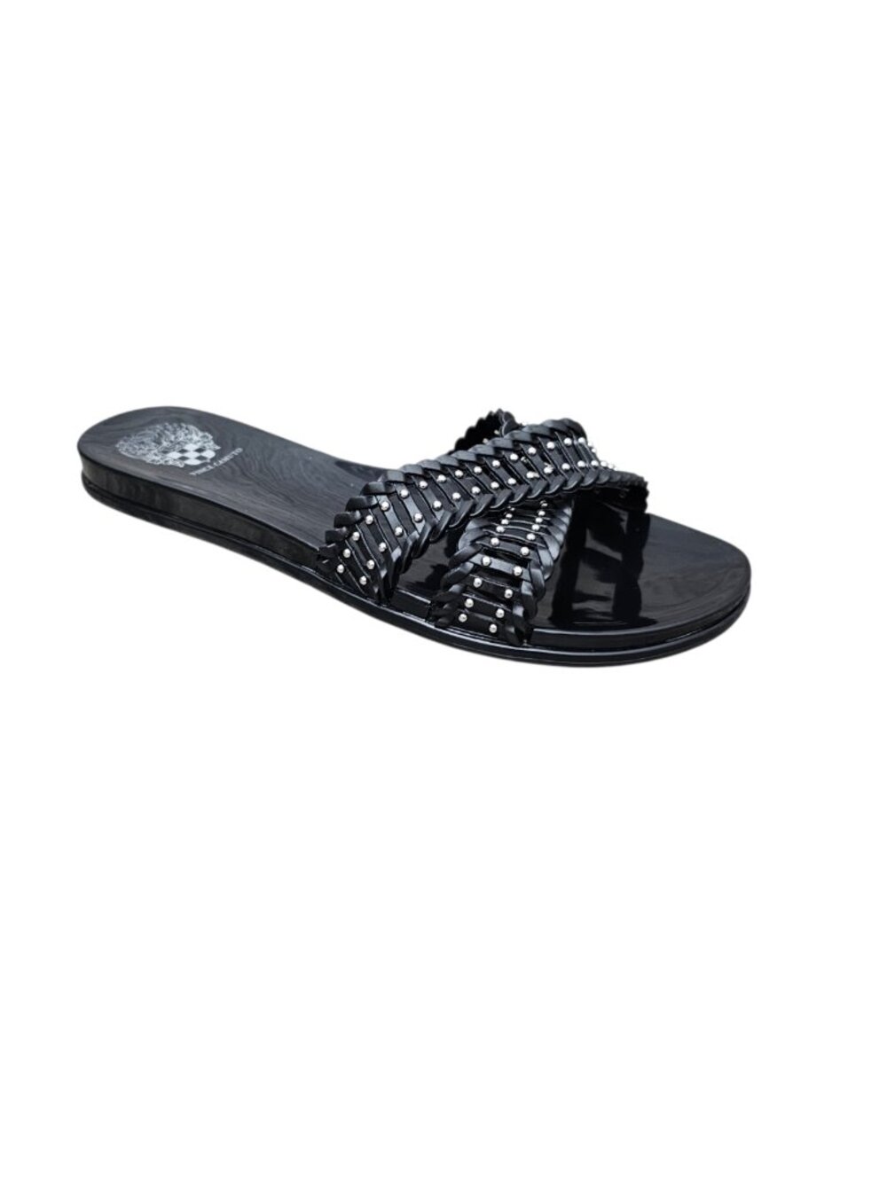 Vince Camuto Erindra Jelly Slip On Slide Studded Crisscross Sandals Black Size 8